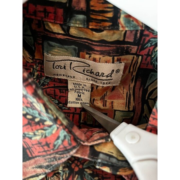 Vintage 80s Tori Richard Mens Button-Up Hawaiian Shirt Medium Tropical Abstract - Picture 3 of 8